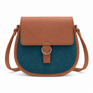 Bandolera de arpillera combinada Selena azul