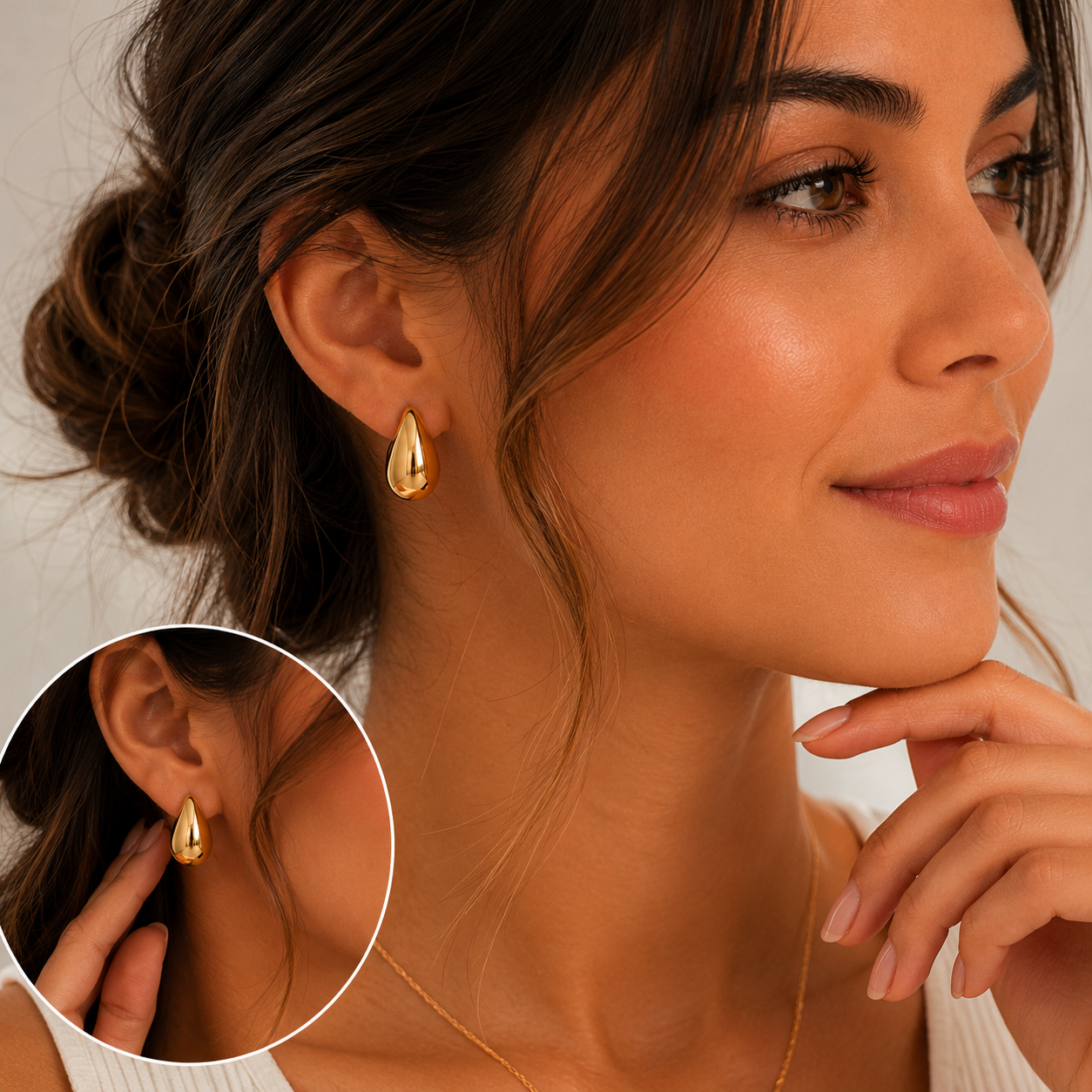 Pendientes Gota Dorados - Imagen 7