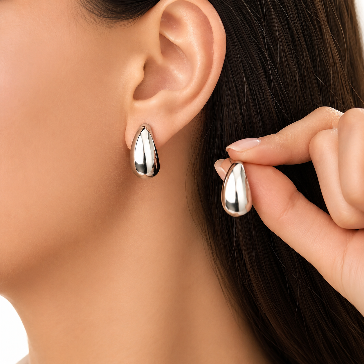Pendientes Gota Plateados - Imagen 5