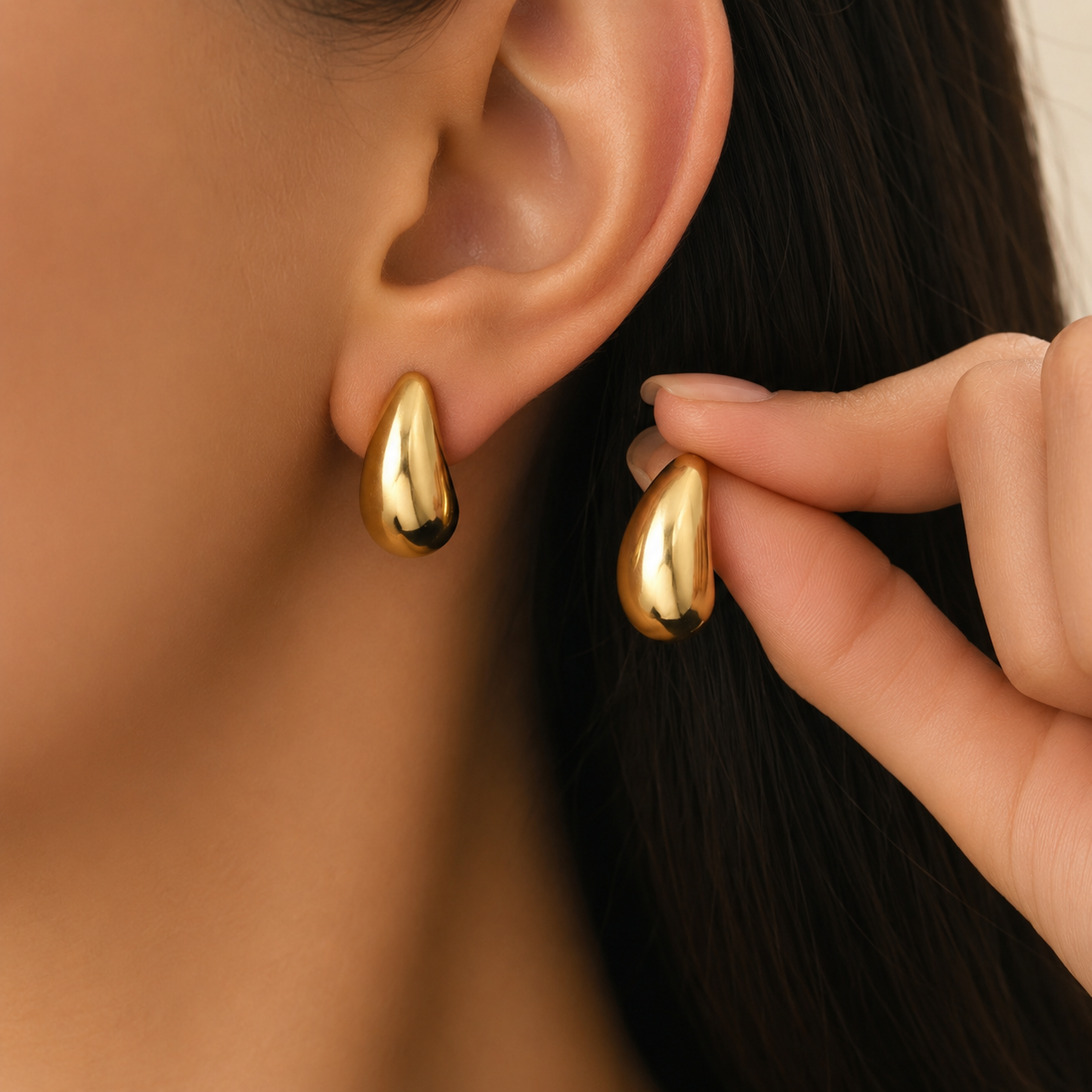 Pendientes Gota Dorados - Imagen 5