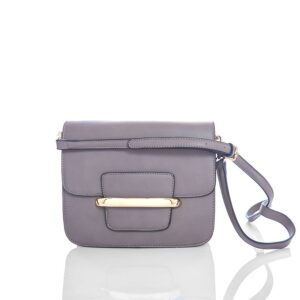 Bolso bandolera con cierre dorado gris
