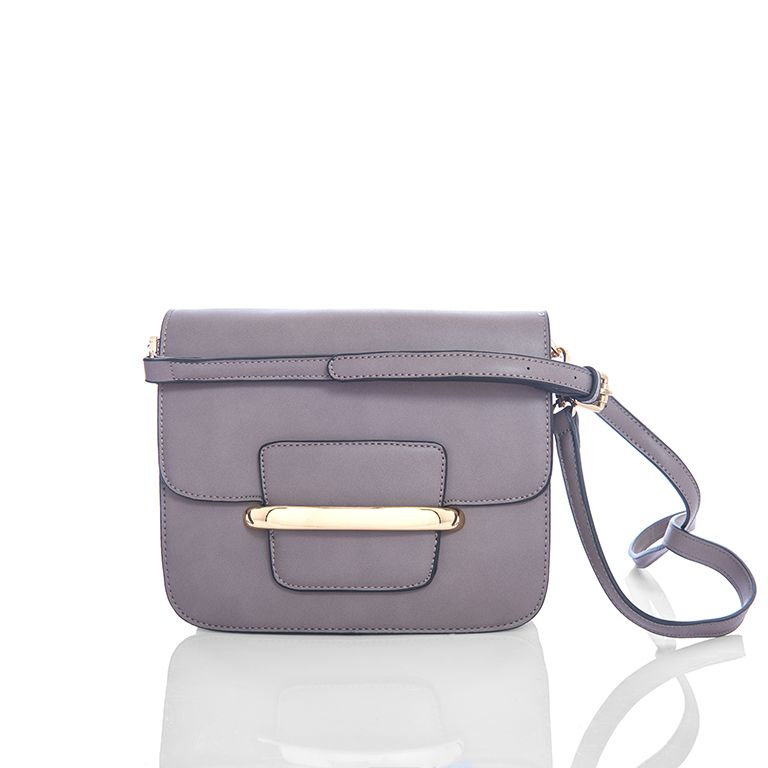 Bolso bandolera con cierre dorado gris