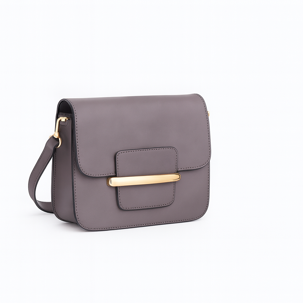 Bolso bandolera con cierre dorado gris - Imagen 2