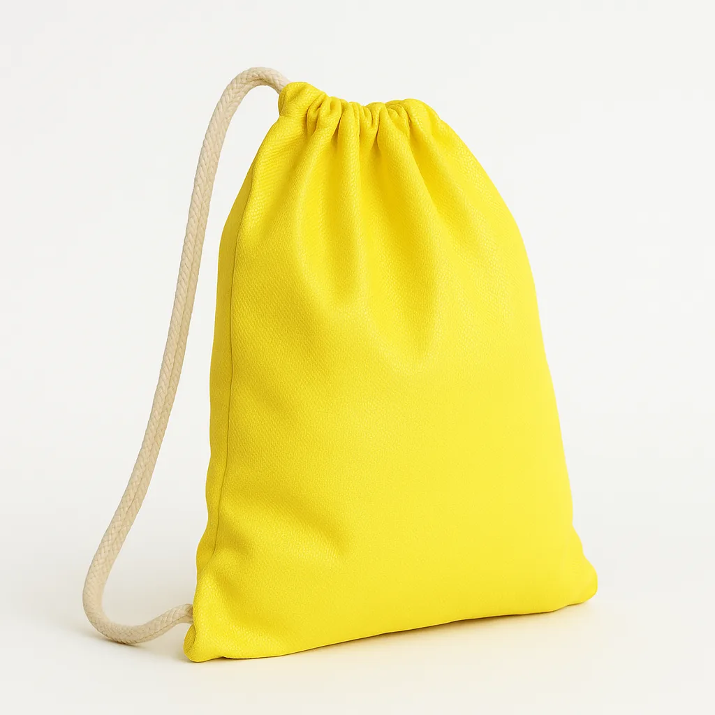 Mochila saco textura metalizada amarilla - Imagen 3