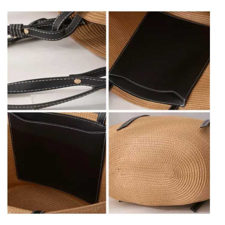Bolso de rafia combinado Saint Tropez natural - Imagen 4