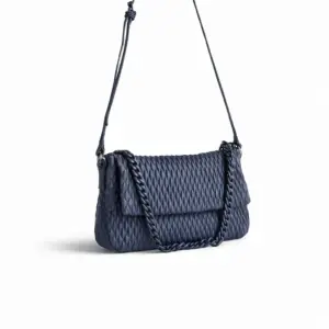 Bolso plegable Verona azul, con cadena desmontable.