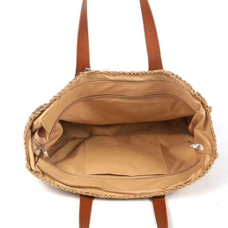 Bolso hilo vegetal con flores tonos azules - Imagen 2