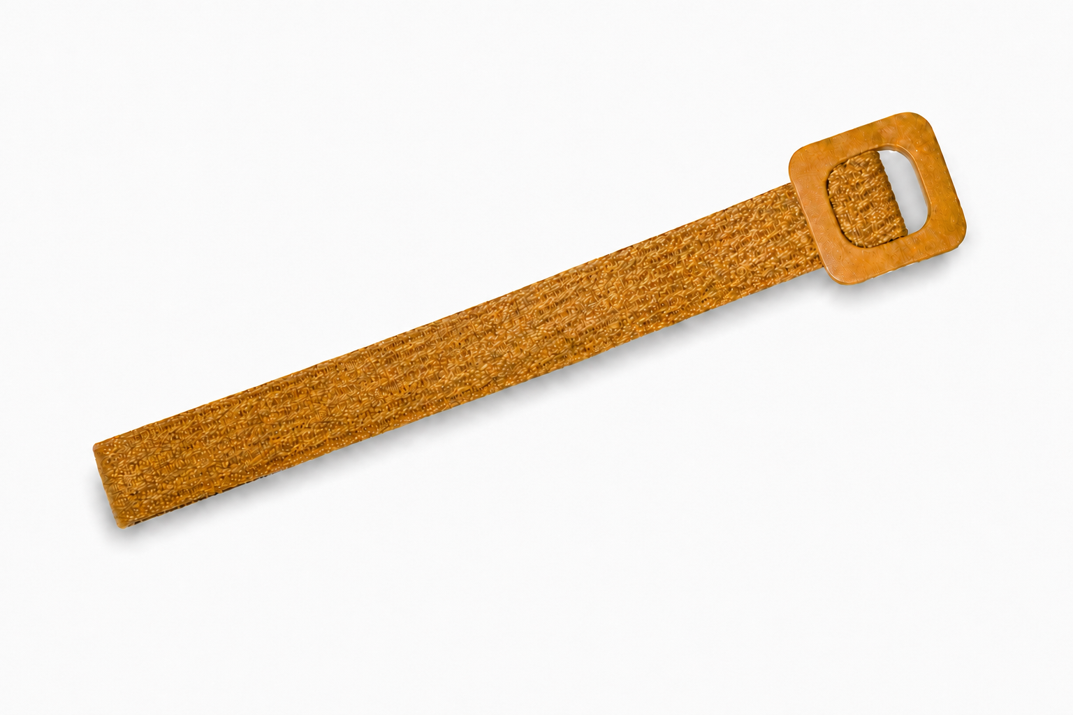 Cinturón elástico con hebilla de madera cuadrada beige