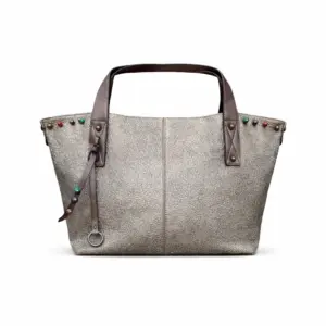 Bolso London con borlas color gris plata