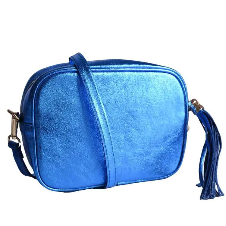 Bandolera Siena en piel color azul - Imagen 2