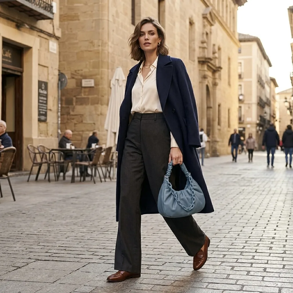 Bolso Venezia azul de mano y con cadena - Imagen 3