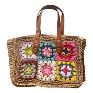 Bolso hilo vegetal con flores tonos amarillos