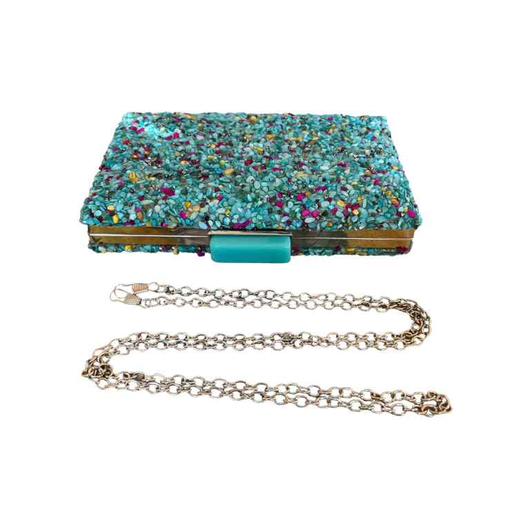 Bolso de fiesta Bali azul turquesa - Imagen 2